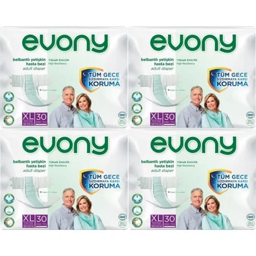 EVONY Hasta Bezi Yetişkin Bel Bantlı Tekstil Yüzey Extra Large- Ekstra Büyük Boy 120 Adet (4PkX30)