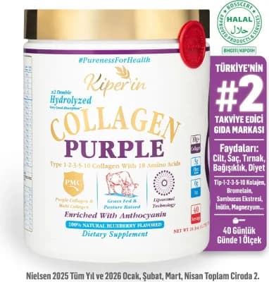 %100 Saf ve Doğal Mor & Çoklu Kolajen Peptitleri içeren Lipozomal Teknoloji Diyet Takviyesi (576gr)