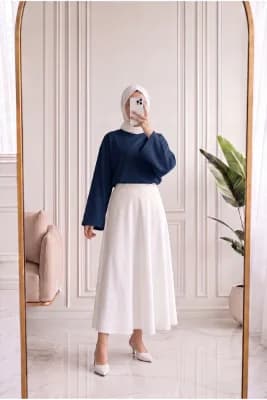 Nazgül Geniş Kollu Salaş Bluz-SS13072 Lacivert