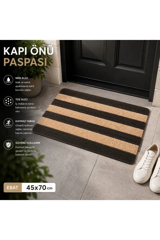 Delta CC003A Bej Kaymaz Taban Nem Alıcı Toz Alıcı Kapı Önü Paspası Uv Dayanıklı 45x70 Cm