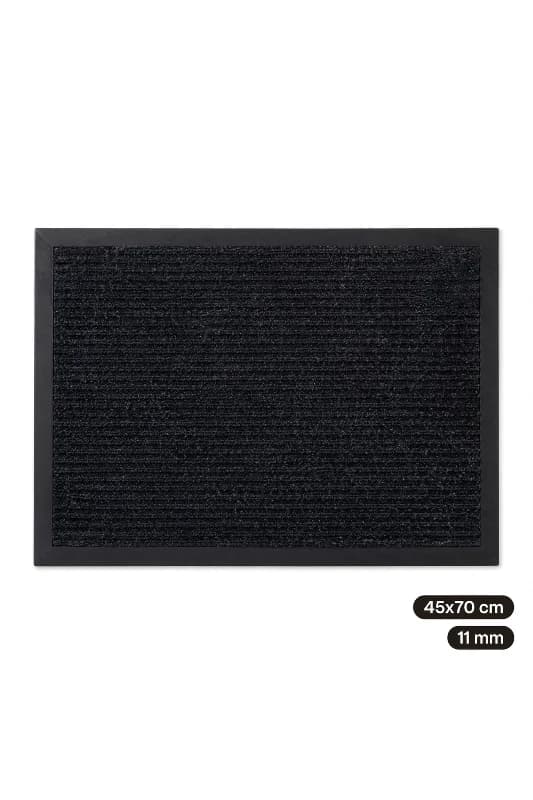 Delta KK001A Siyah Halılı Kauçuk Kenarlı Fitilli Kapı Önü Paspası Kaymaz Taban Toz ve Kir Tutucu 45x70 cm