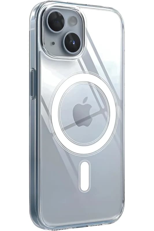 Apple iPhone 14/15 Plus uyumlu Magsafe Şarj Özellikli Şeffaf Sert PC SARARMAZ TelefonKılıfı