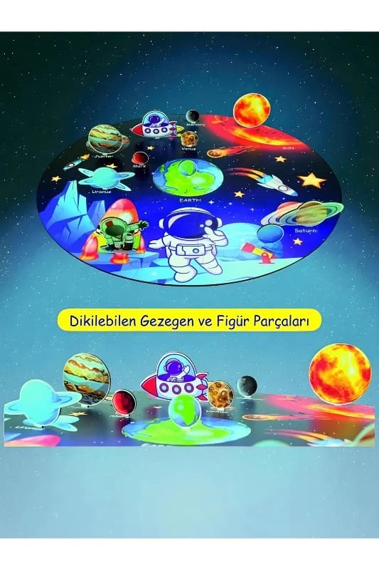3D Uzay Yolculuğu Büyük Ahşap Puzzle - Büyük Boy 44 Parça - (Büyük Ölçü 60 x 60 cm)