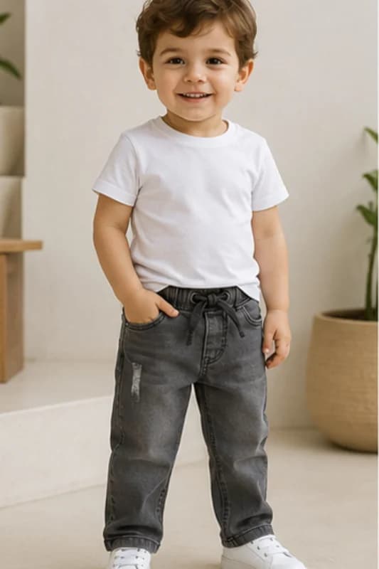 Erkek Çocuk Gri Jean Pantolon