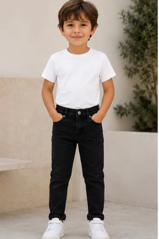 Erkek Çocuk Füme Siyah Skinny Fit Kot Pantolon