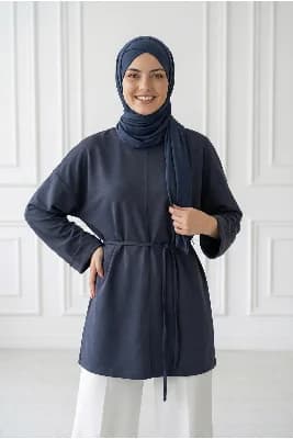 Şafak Fitilli Önü Dikişli Tunik-MF1834 Antrasit