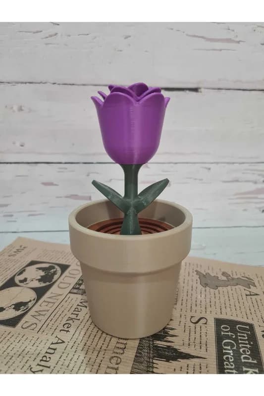 Dekoratif Saksı ve Çiçek - 16 cm