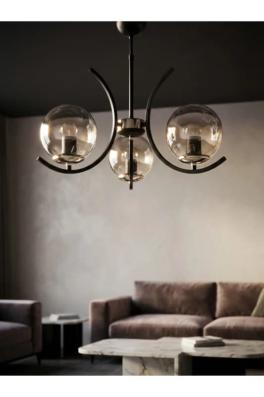 3'LÜ BEYAZ GLOB CAMLI ESKİTME MODERN SARKIT AVİZE OTURMA ODASI SALON