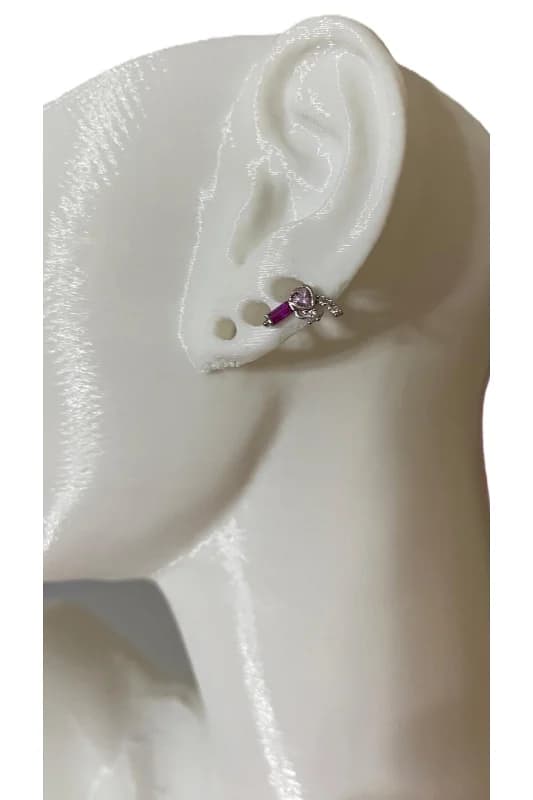 PEMBE ZİRKON TAŞLI TABANCA FİGÜRLÜ MİNİMAL TRAGUS KIKIRDAK KÜPE PEARCING