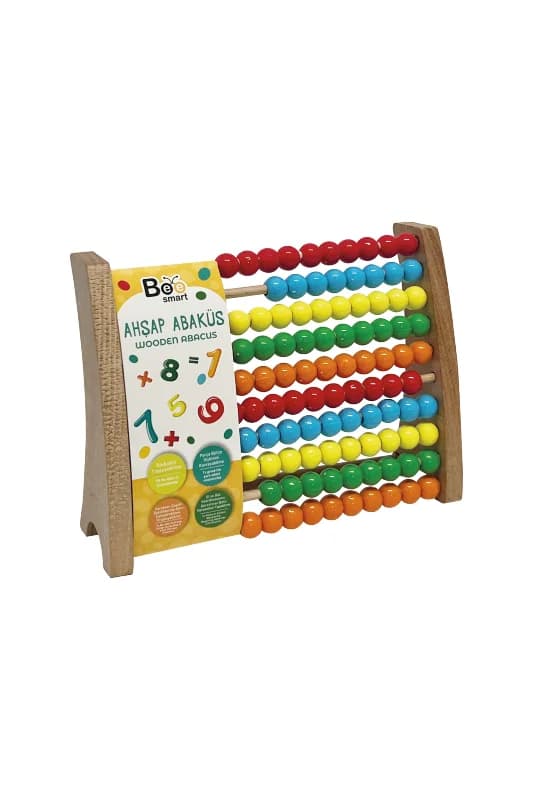 Ahşap Abaküs Doğal Ahşap Montessori Renkli Sayı Boncuk Eğitici Geliştiri