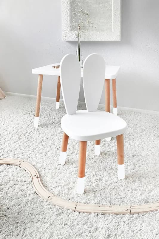 Ahşap Montessori Aktivite Masası Sandalyesi, Bunny Masa Sandalye, 1 Sandalye 1 Masa
