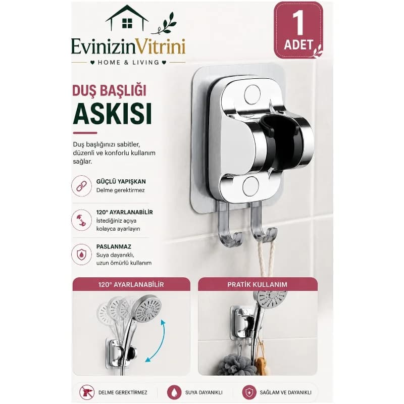Kendinden Yapışkanlı Duş Başlığı Askılık Duş Mafsalı Güçlü Yapışkanlı Iki Askılı Duş Başlık Askılı