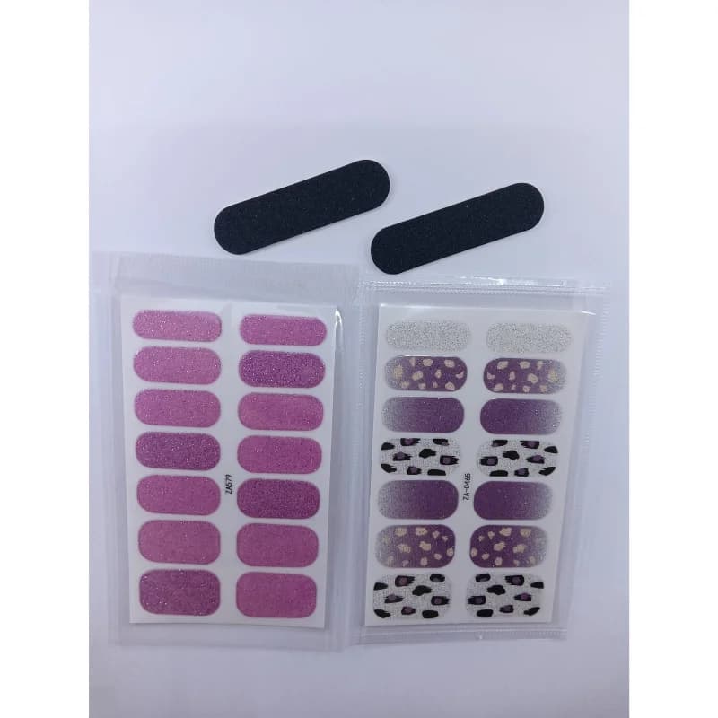 Kendinden Yapışkanlı Nail Sticker 2 Paket Tırnak Stickeri Takma Yapışkanlı Oje Mor Leopar