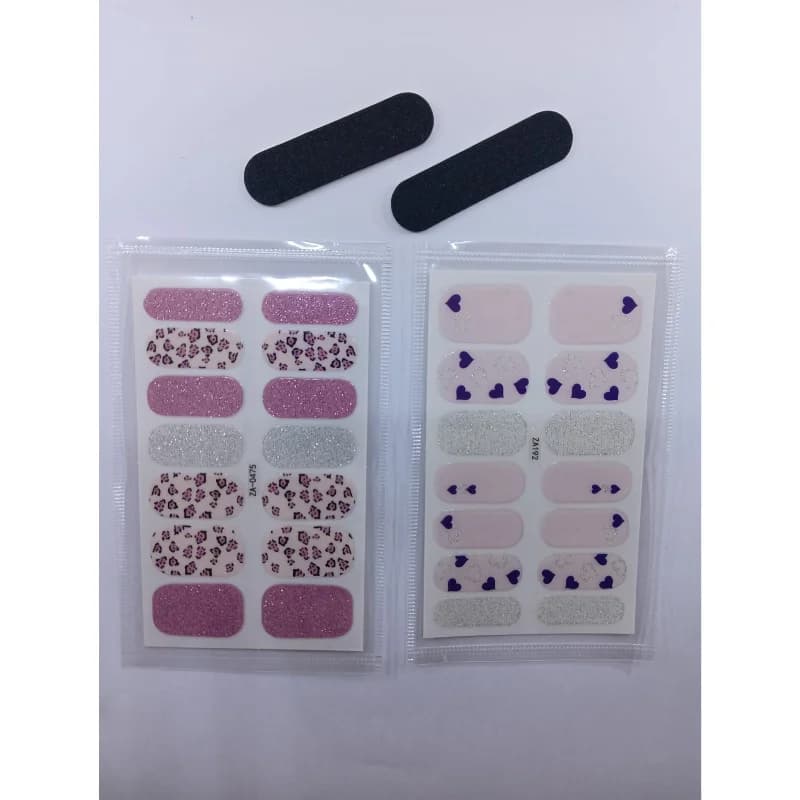 Kendinden Yapışkanlı Nail Sticker 2 Paket Tırnak Stickeri Takma Yapışkanlı Oje Kalpli Simli