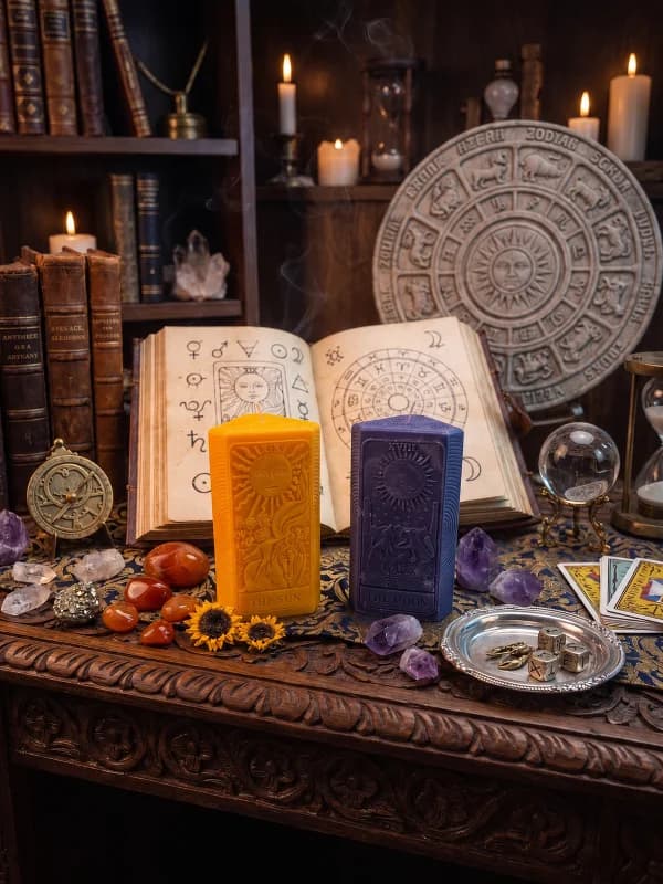 Tarot Soya Dekoratif Mum Güneş ve Ay Mum Seti El Yapımı Estetik Ev Dekorasyonu 2'li Set