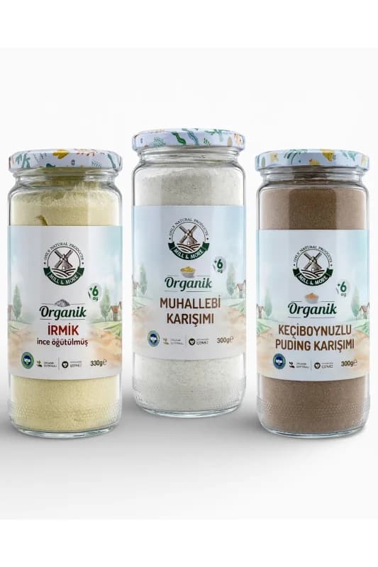 Süper Set - Organik Bebek İrmiği 330g Organik Bebek Pudingi 300g Organik Bebek Muhallebisi 300g