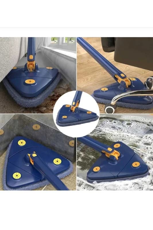 Üçgen Başlıklı Kendinden Sıkmalı Mop – Mikrofiber Bezli, Cam, Duvar, Parke Için