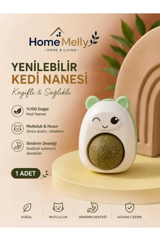 Yapışkanlı Catnipli Kedi Oyuncağı Yenilebilir Kedi Nanesi Yalama Topu Duvara Yapışan Kedi Oyuncağı