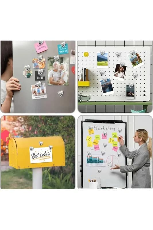 4 Adet Gümüş Renk Magnet Dekoratif Mıknatıslı Buzdolabı Süsü