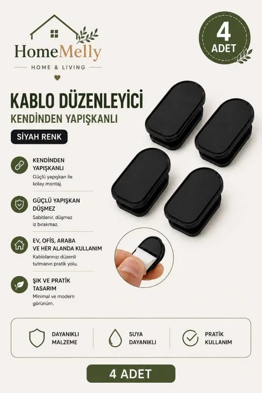 4’lü Kendinden Yapışkanlı Askı | Duvar, Dolap, Araç Ve Masa Için Vida Gerektirmeyen Aparat