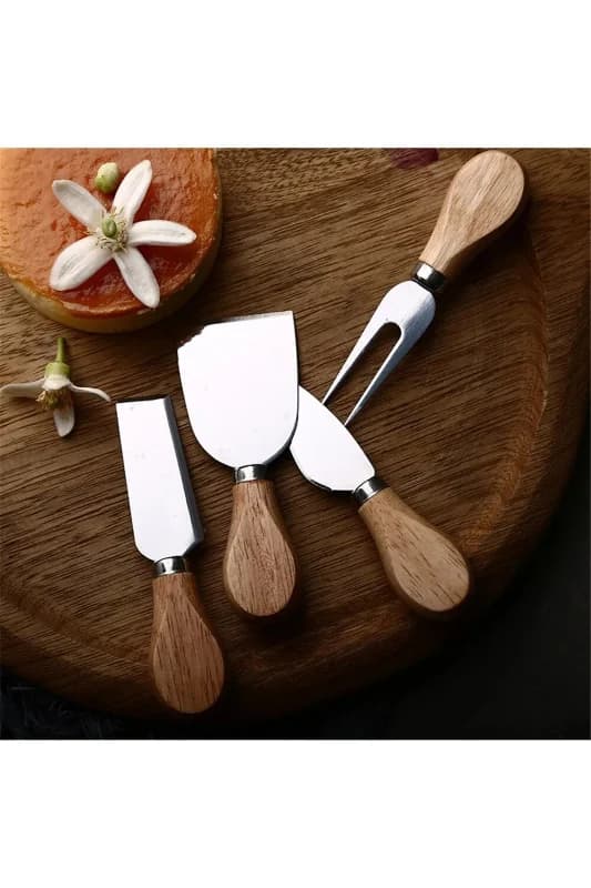 Bambu Saplı 4 Parça Peynir Ve Tereyağı Kahvaltı Seti – Şık Ve Dayanıklı Sofra Aksesuarı