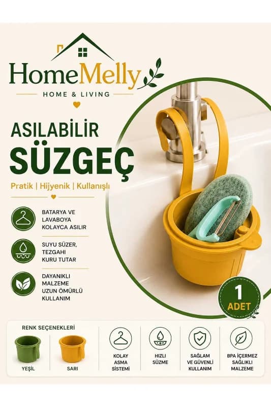 1 Adet Altı Açılabilen Lavaboya Asılabilir Çöp Süzgeci Yemek Atık Süzgeci