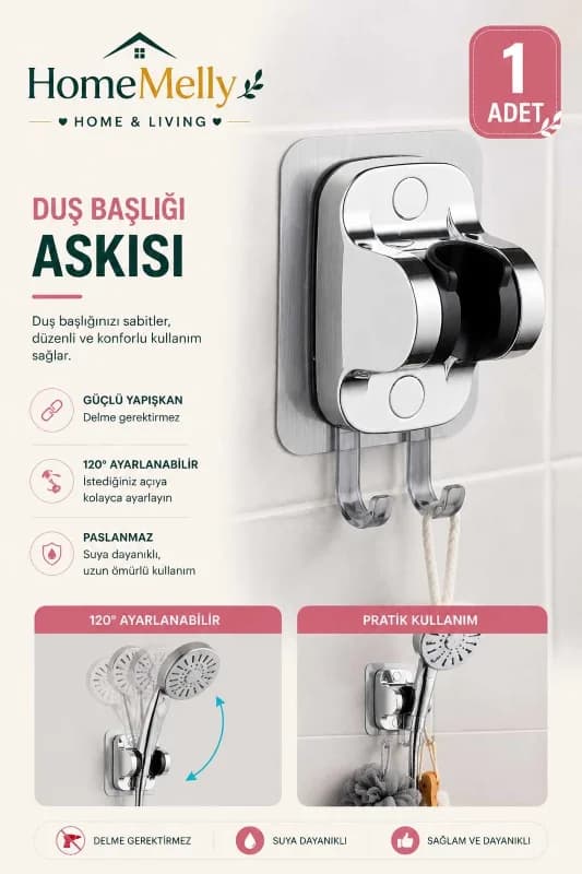 Kendinden Yapışkanlı Duş Başlığı Askılık Duş Mafsalı Güçlü Yapışkanlı Iki Askılı Duş Başlık Askılı