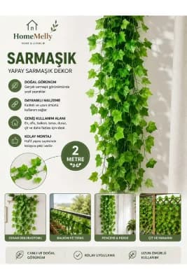 1 Adet 2 Metre Uzunlukta Sarmaşık Asma Yaprağı Dekoratif Obje
