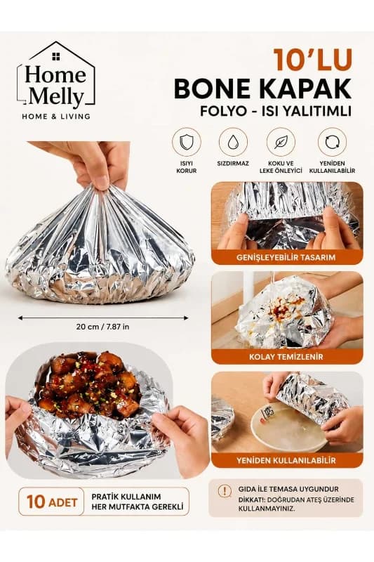 10'lu Folyo - Isı Yalıtımlı Bone Kapak - Alüminyum Folyo Kapak