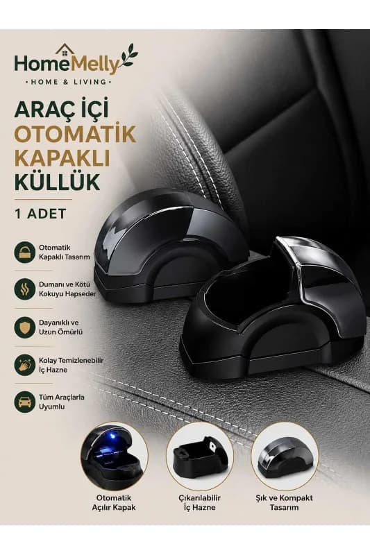 Araç İçi Oto Küllük , Şık Tasarım Yapışkanlı Sabitlenebilir Küllük