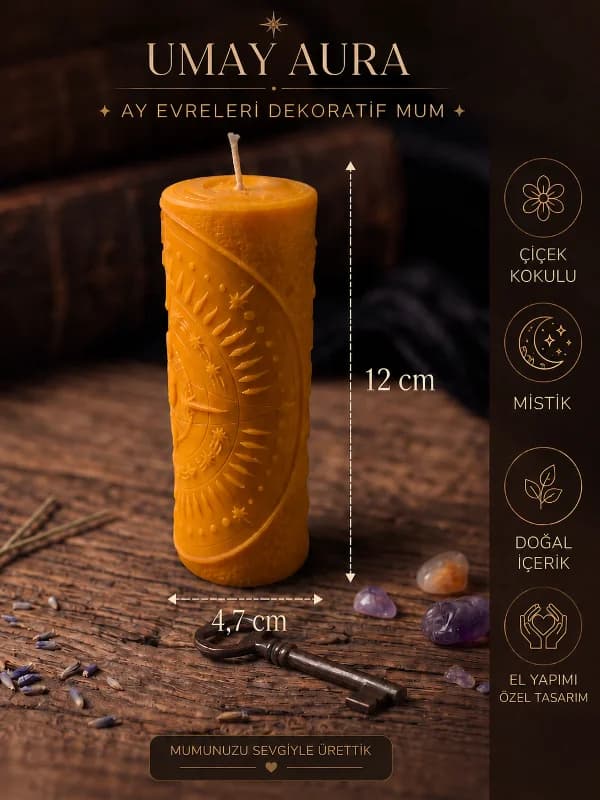 Ay Mum - Ayın Evreleri Soya Dekoratif Mum | Astroloji, Meditasyon ve Spiritüel Ritüel Soya Mum