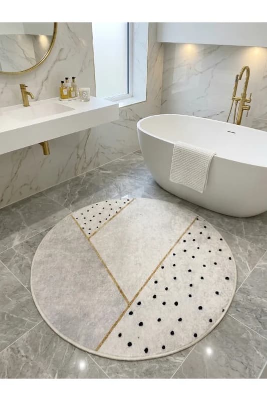 Puantiyeli Ve Çizgili Lateks Taban Banyo Paspası