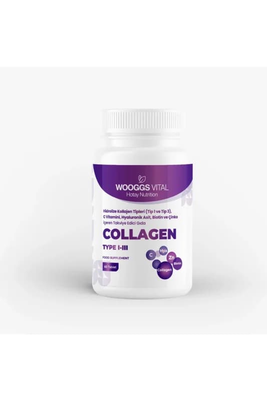 Wooggs Vital Hidrolize Kollajen Tipleri (Tip 1 ve Tip 3), C Vitamini, Hyaluronik Asit, Biotin ve Çin