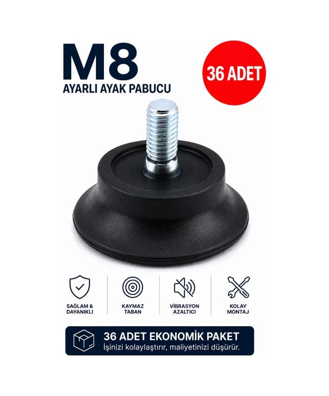 Usta Mekan Bingo Ayak Vidalı Sehpa, Masa Ayak Metrik 8 36 Adet Gri
