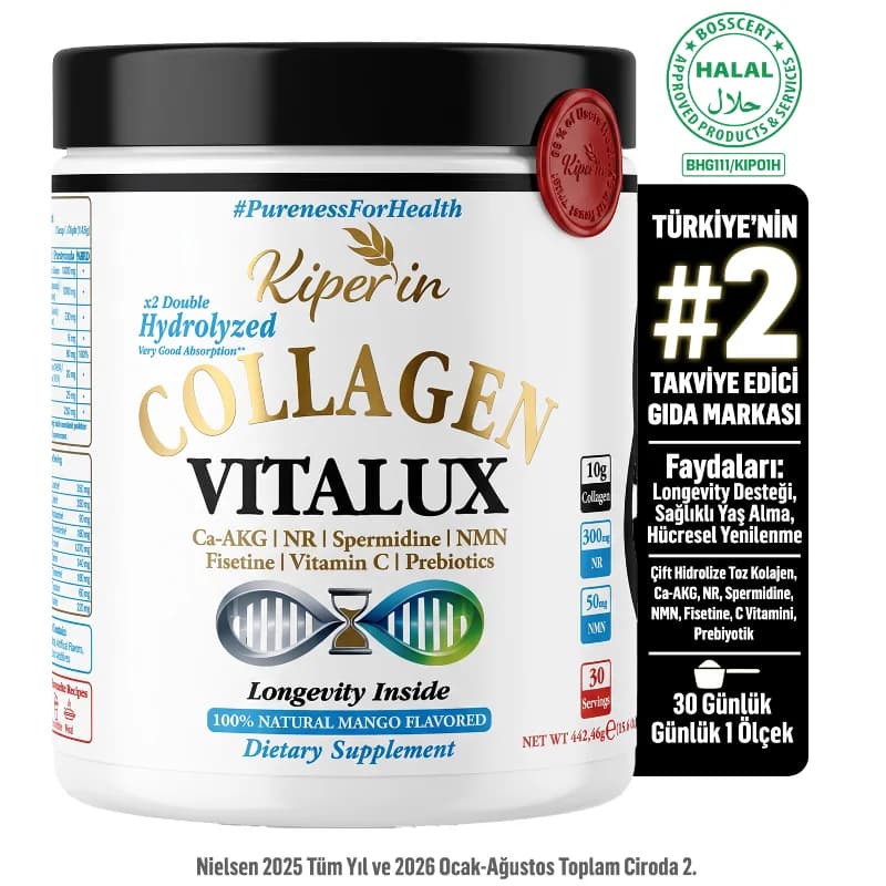 Vitalux Longevity Kolajen | NMN, NR, Fisetin, Spermidin, Ca-AKG ve C Vitamini | 30 Günlük