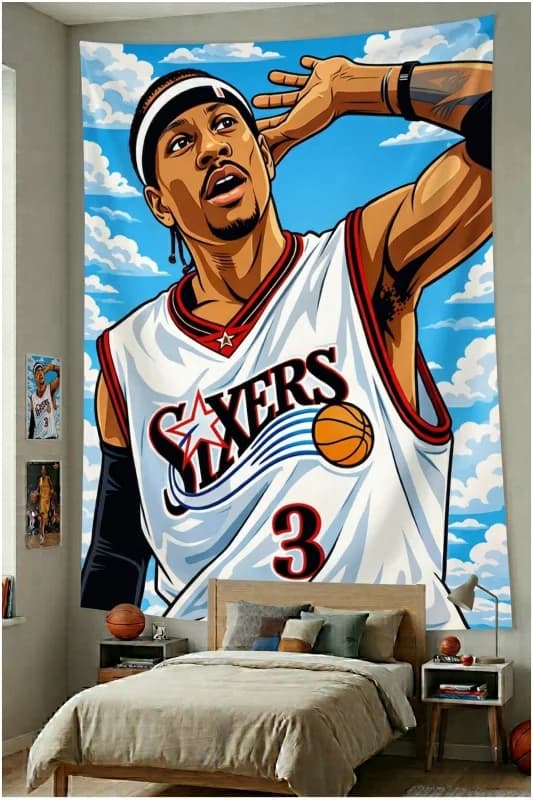 NBA Basketball Temalı Duvar Örtüsü Basketbol Kaliteli Kumaş