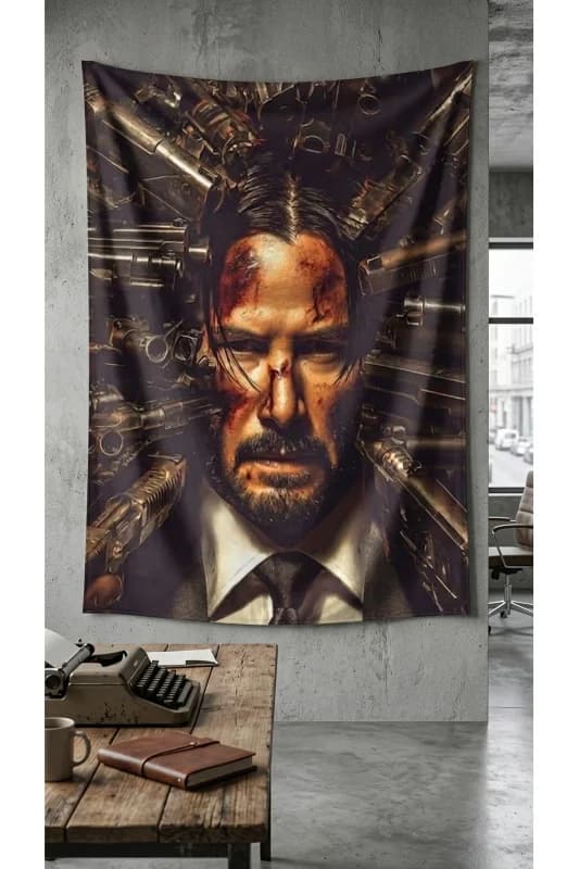 John Wick Duvar Örtüsü Halısı Kaliteli Kumaş