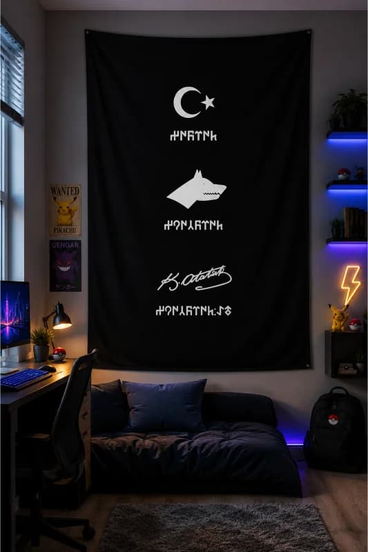 Türk'üz Türkçü'yüz Atatürk'çüyüz Yazılı Duvar Örtüsü Wall Tapestry