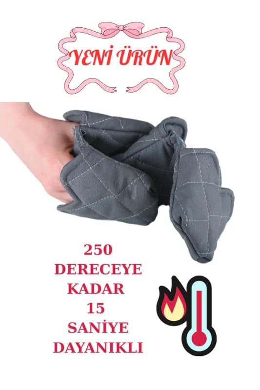 Crab Isı Yalıtımlı Isı Geçirmeyen Kumaş Fırın Tutacağı Tencere Tepsi Tutamaç 2 Adet Silikon değil