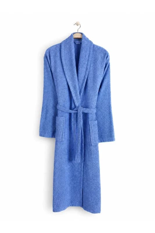 Mavi Büyük Beden Şalyaka Pamuklu Hamam Sauna Banyo Battal Kadın Erkek Unisex 3xl 4xl Bornoz