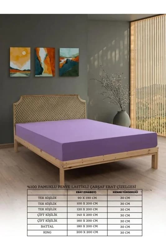 %100 Pamuklu Penye Kumaş Tek/Çift Kişilik Lastikli Çarşaf
