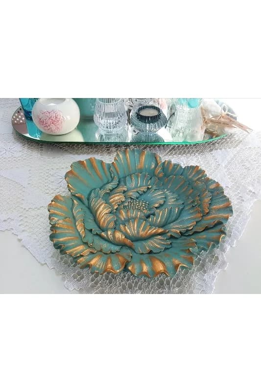 3 Boyutlu Büyük Gül çiçek 27cm Masa, Duvar Süsü Silikon Kalıp K-1020