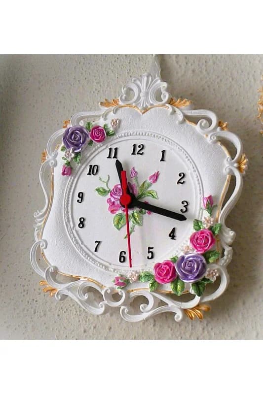 Gül Çiçek Kabartmalı 21cm Saat Silikon Kalıp K-273