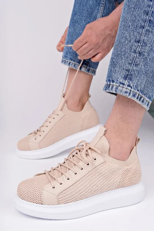 Bağcıklı Tekstil Erkek Spor Ayakkabı Vizon