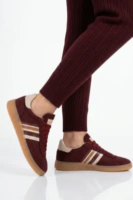 Bordo Bağcıklı Unisex Spor Ayakkabı