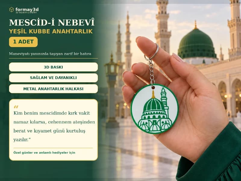 Mescid-i Nebi Tasarımlı Şık Anahtarlık (1 li - 5 li - 10 lu uygun fiyata satın alım seçeneği ile) FORMAY3D