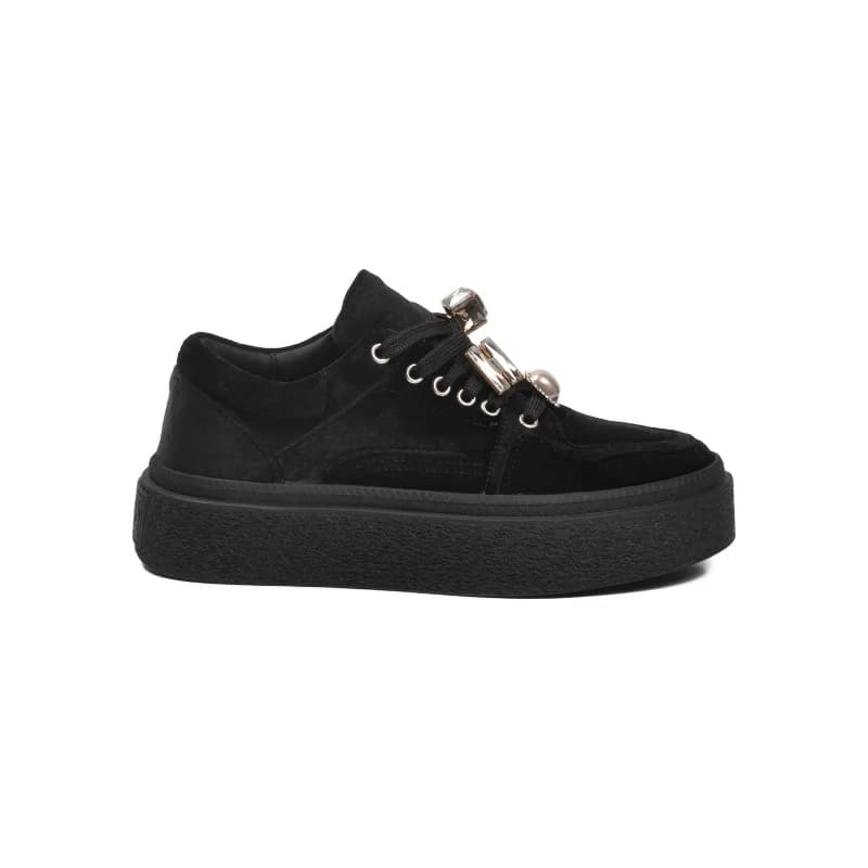 Guja Siyah Nubuk Bağcıklı Yüksek Taban Kadın Sneaker