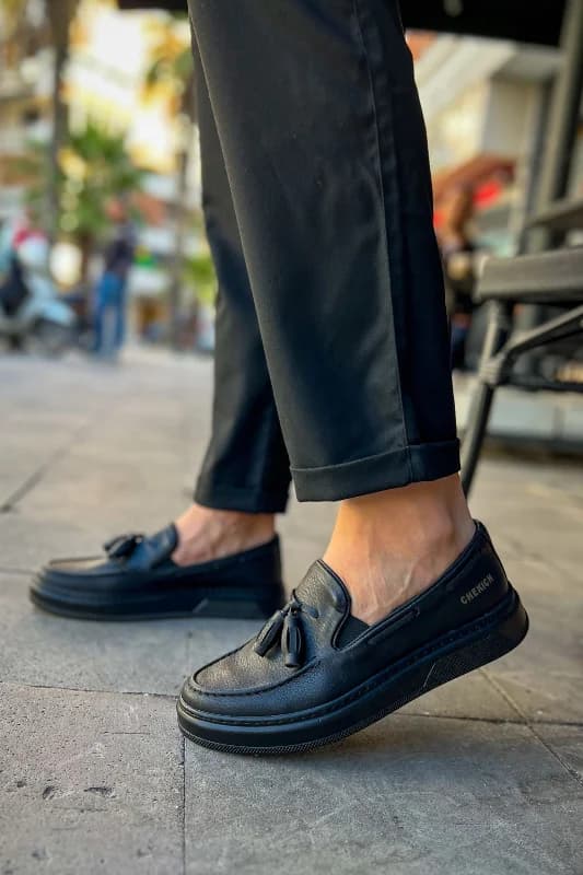 Pabucmarketi Püsküllü Loafer Erkek Ayakkabı Siyah