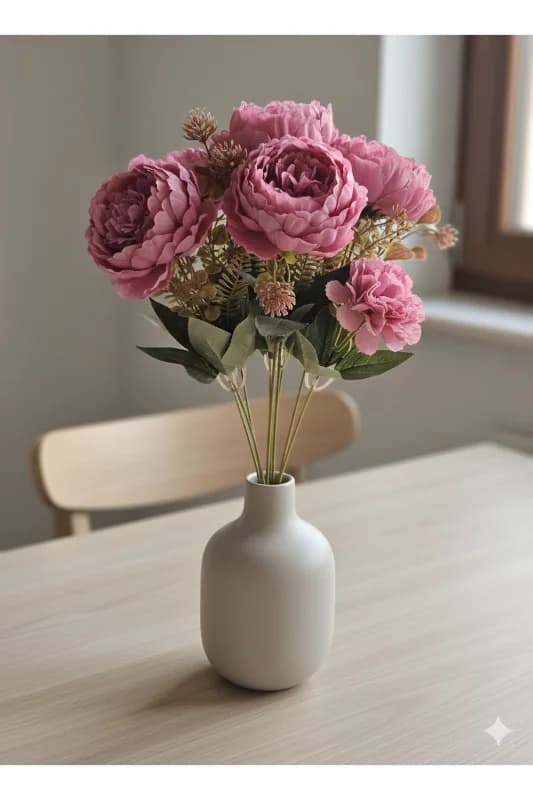 yapay çiçek evi Koca Kafalı Pembe Lotus Çiçeği Ev VAZO masa üstü çiçeği
