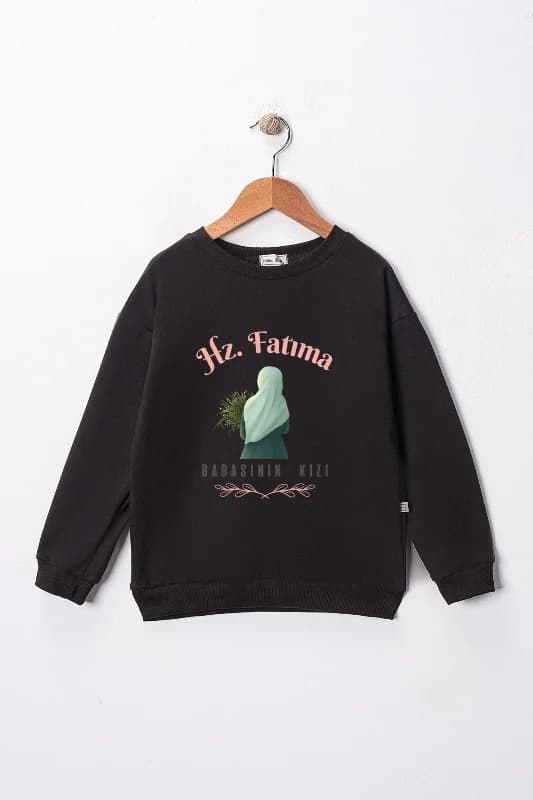 Kız Çocuk "Hz Fatıma" Baskılı Pamuklu Sweat